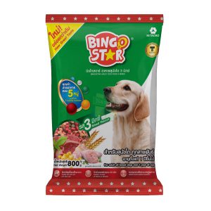 Bingo STAR สุนัขโต 3 มิกซ์ (PACK) 1Kg. (เปลี่ยนชื่อ ไก่และตับย่าง)
