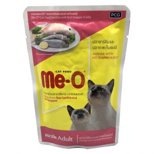 Meo CAT POUCH ปลาซาร์ดีนและปลากระพงในเยลลี่ (80gm.)