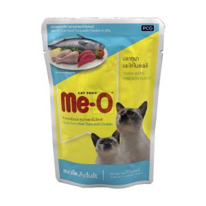 Meo CAT POUCH ปลาทูน่าและไก่ในเยลลี่ (80gm.)