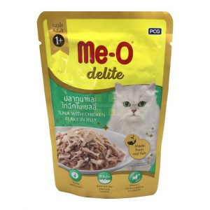 Meo Delite POUCH ปลาทููน่าและไก่ฉีกในเยลลี่(70gm.)