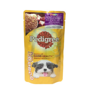 Pedigree Pouch  ลูกสุนัข ไก่ตับและไข่บดพร้อมผัก (130gm.)