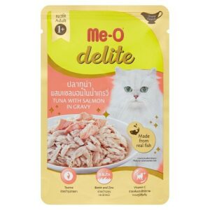 Meo Delite ปลาทูน่าผสมแซลมอนในน้ำเกรวี่ 70 gm.