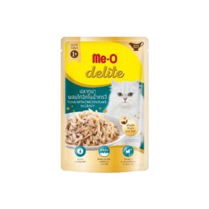 Meo Delite ปลาทูน่าผสมไก่ฉีกในน้ำเกรวี่ 70 gm.