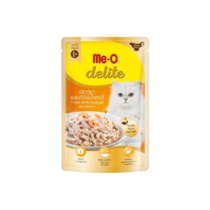 Meo Delite ปลาทูน่าผสมกุ้งในน้ำเกรวี่ 70 gm.