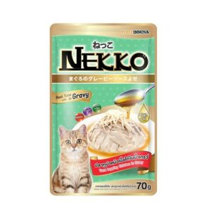 NEKKO ปลาทูน่าหน้าเนื้อไก่ในน้ำเกรวี่ 70 gm.