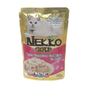 NEKKO GOLD ปลาทูน่าหน้าปลาค็อดในเยลลี่ 70 gm.