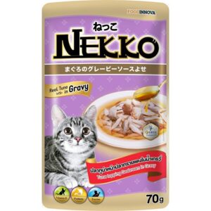 NEKKO ปลาทูน่าหน้าปลาทรายแดงในน้ำเกรวี่ 70 gm.