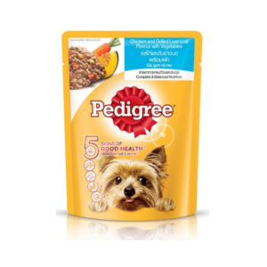Pedigree Pouch ไก่และตับย่างบดพร้อมผัก 80 gm