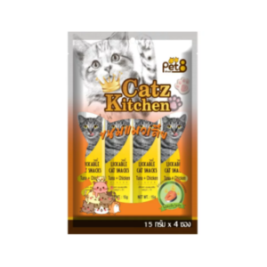 Pet-8 ขนมแมวเลีย รสทูน่า+ไก่ 15g. (แพ็ค4ซอง)