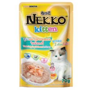NEKKO Kitten ทูน่าหน้าปลาแซลมอนในน้ำเกรวี่ 70 gm.
