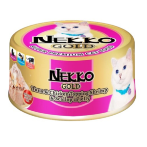 NEKKO GOLDปลาทูน่า+เนื้อไก่หน้ากุ้ง+หอยเชลล์Jelly 85gm.
