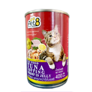 Pet8 Cat 400 gm.ปลาทูน่า หน้ากุ้งในเจลลี่
