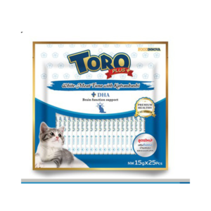 TORO PLUS(น้ำเงิน)ปลาทูน่าเนื้อขาว+คัตสึโอะบูชิ 375 gm.