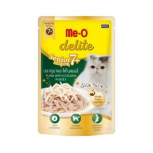 Meo Delite แมวสูงอายุ 7+ ปลาทู+ไก่เยลลี่ 70 gm.